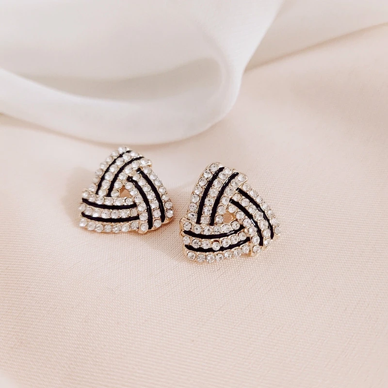 925 silver pin retro simple geometric earrings