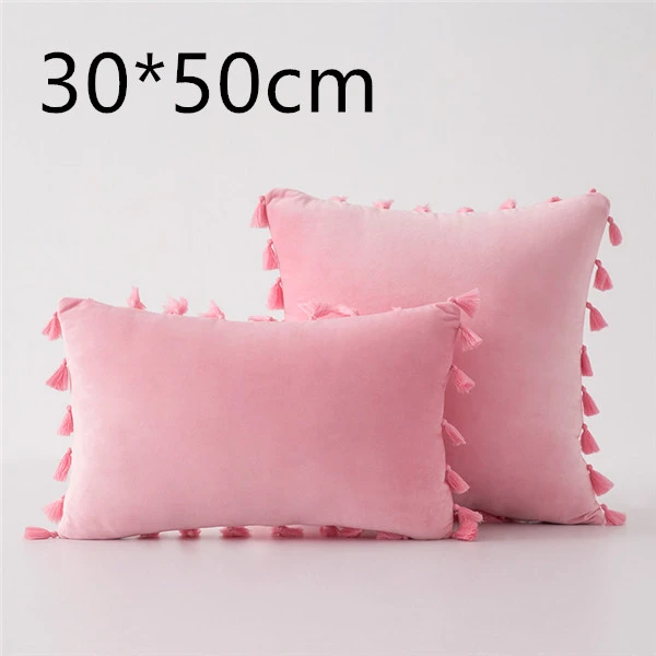 Tassel velvet sofa pillowcase