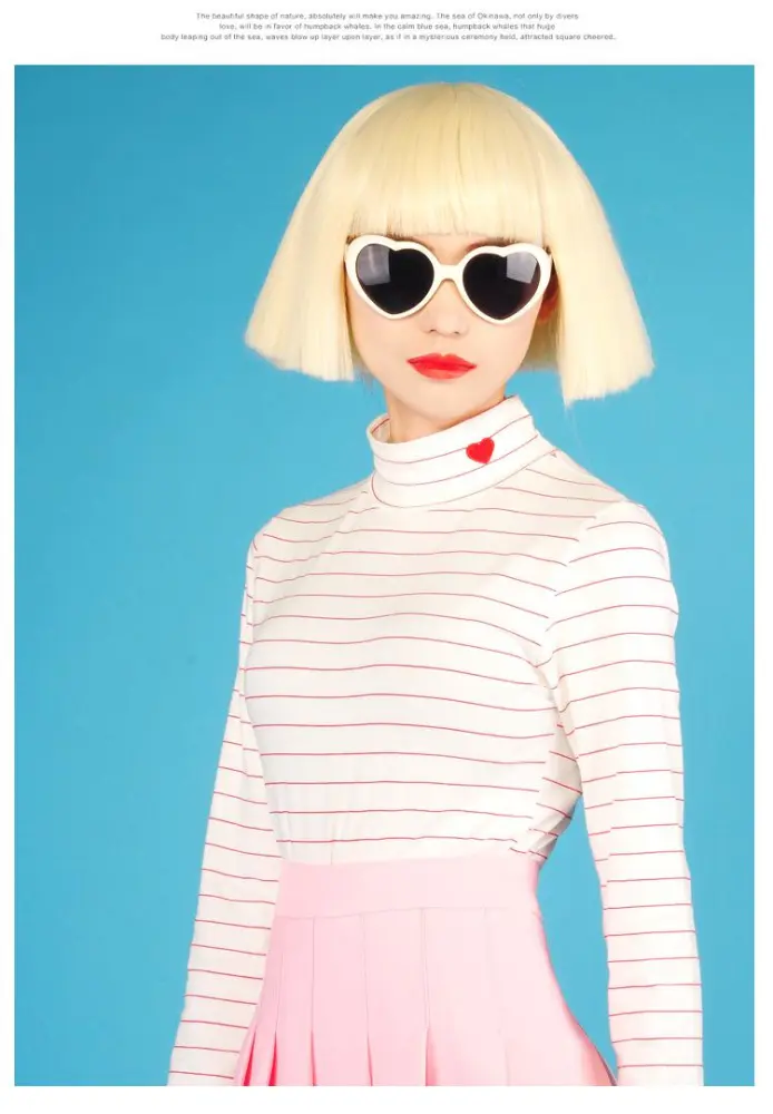 Embroidery love small high-neck stretch thickening sanding bottoming T-shirt thermal underwear