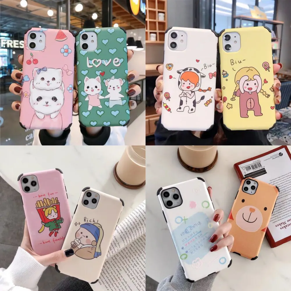 Compatible with Apple , Cartoon frosted phone case