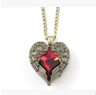 Vintage Jewelry Crystal Heart Angel Pedants Neckalce