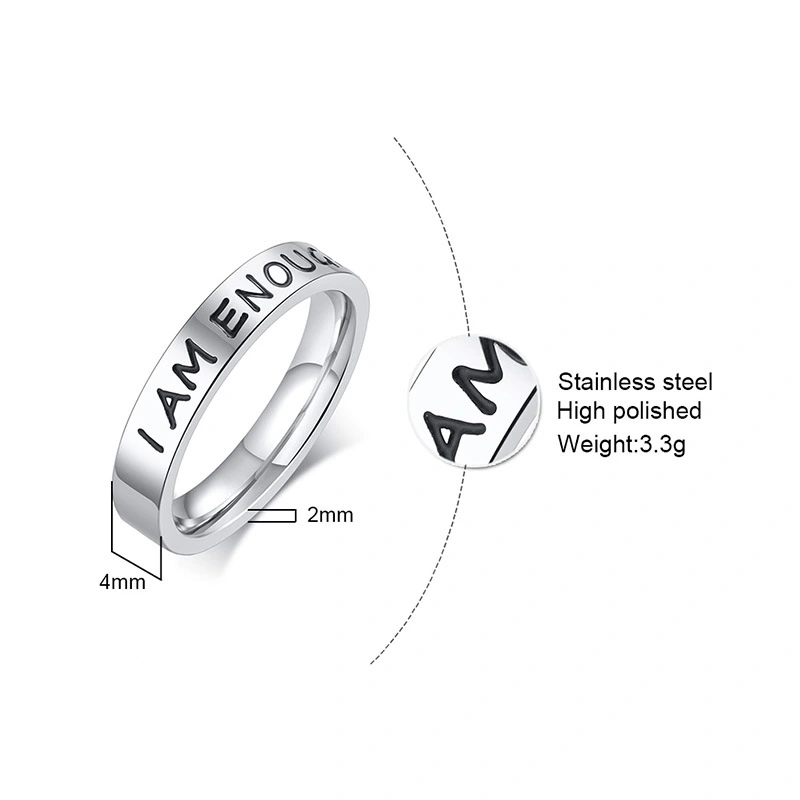 Stainless steel inspirational English ring