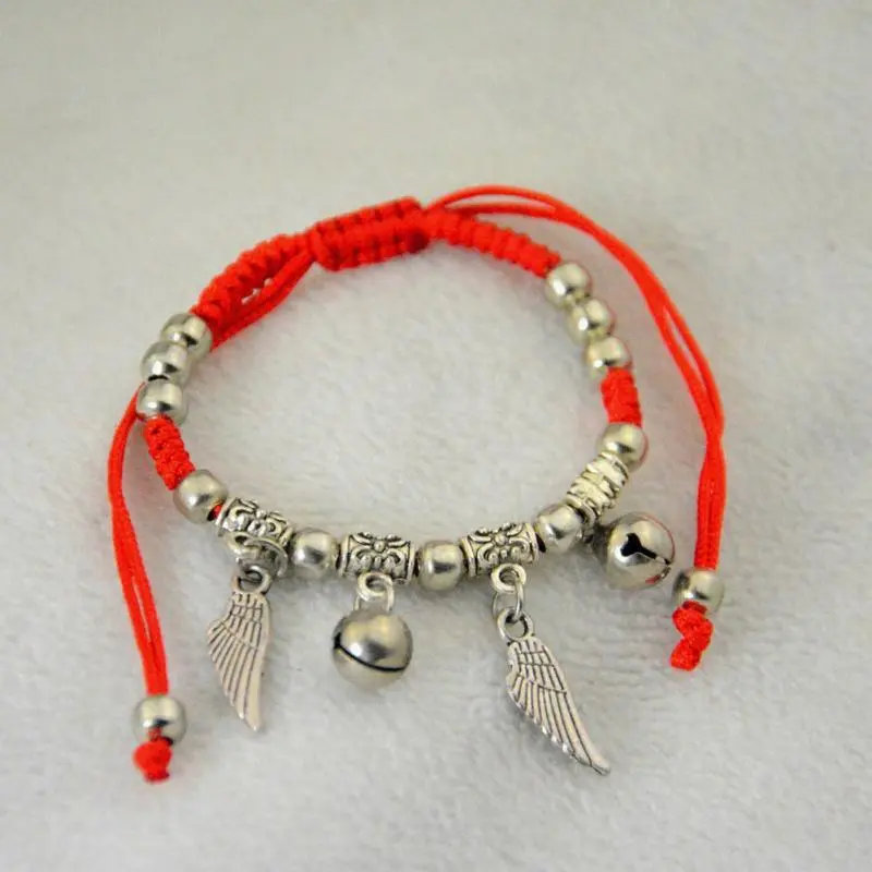 Hot Selling Miao Silver Red Rope Braided Bracelet Lucky Miao Silver Anklet Red Rope Braided Alloy Silver Bracelet