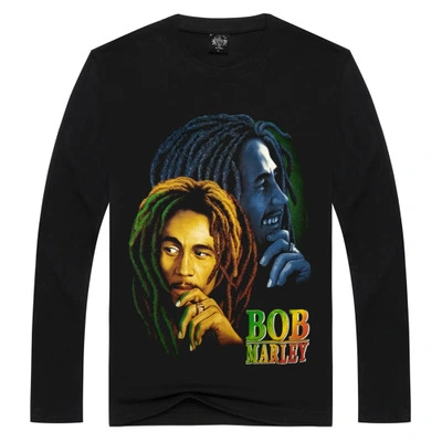 Fast selling, European and American men's pure cotton men sports 3D T-shirt BOB rock collar for men's long sleeved t-shirts