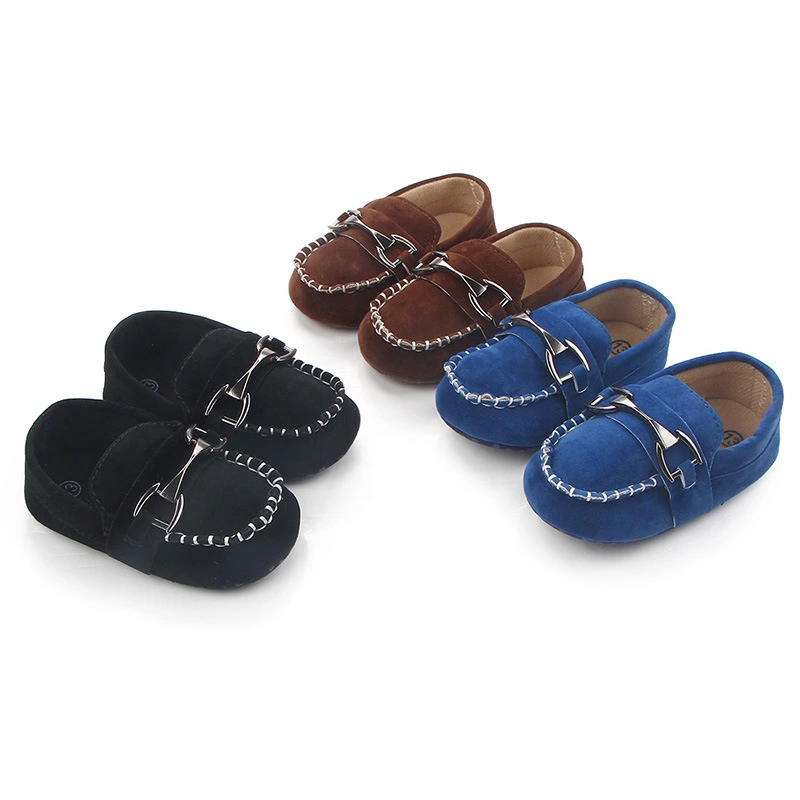 Iron buckle frosted leather beanie shoes