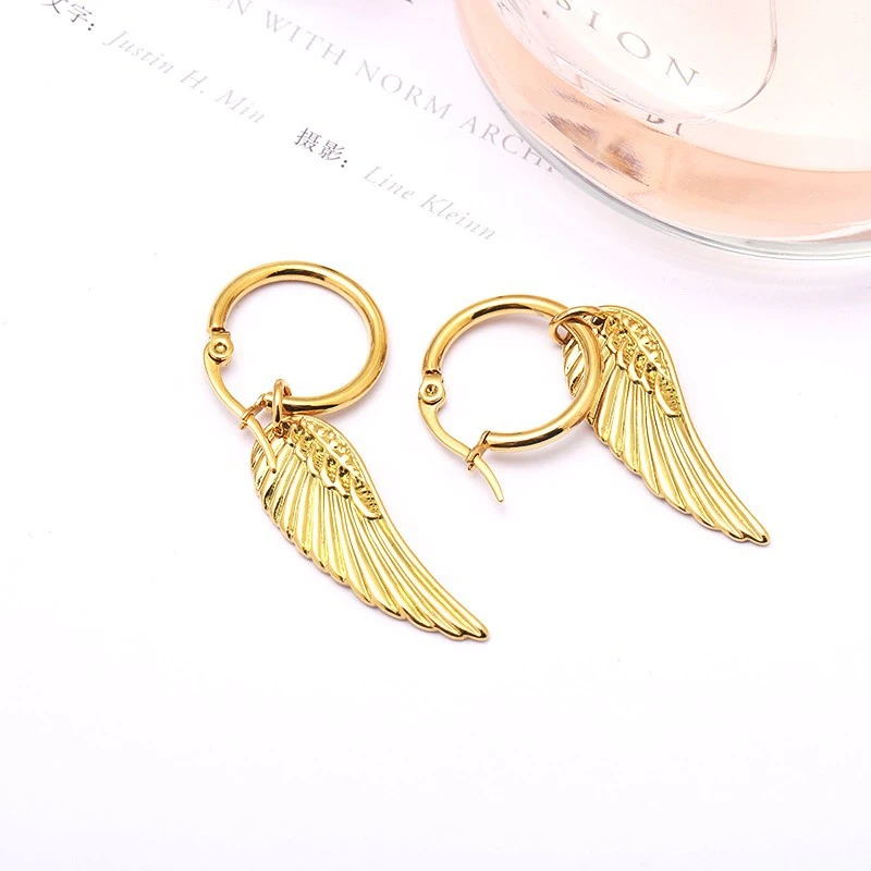Stainless steel feather earrings
