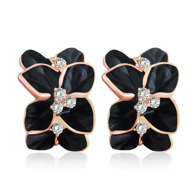 Temperament wild face thin earrings female diamonds braids flower earrings ear clips