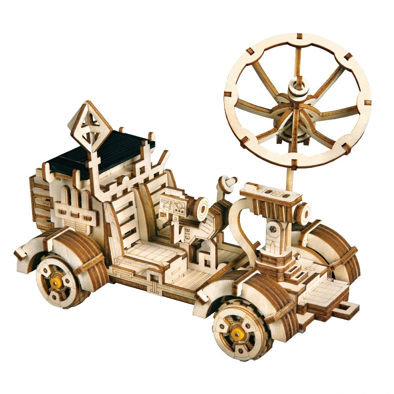 4 wooden solar toy cars