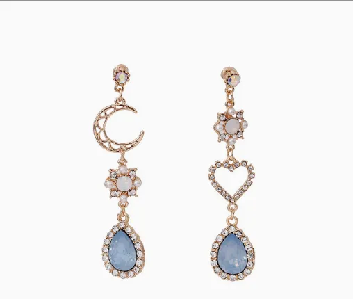 High sense of long French palace earrings ear clips