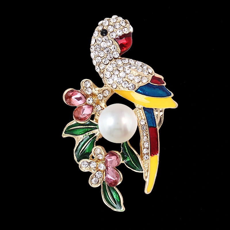 Bird pearl brooch