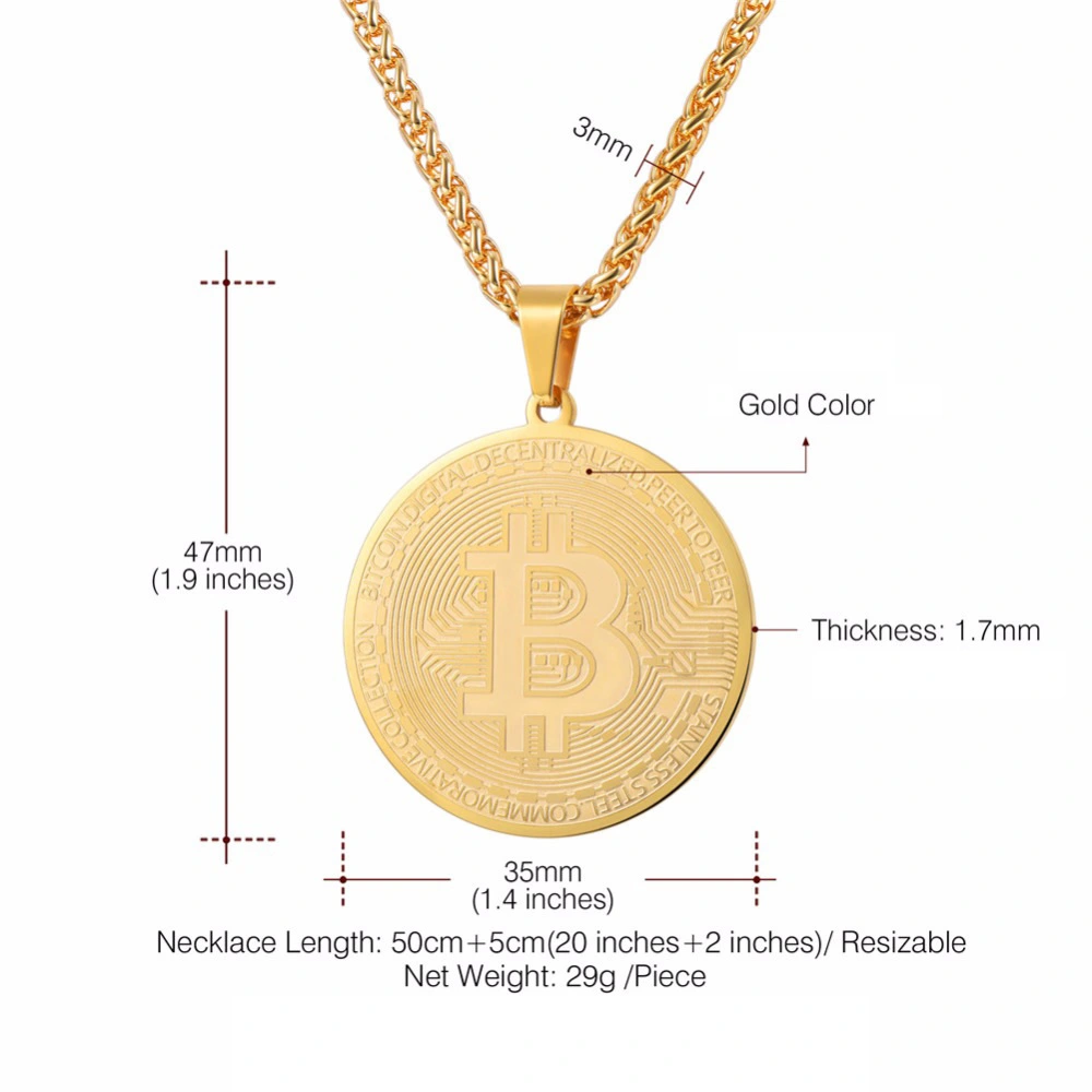 Virtual coin necklace stainless steel pendant