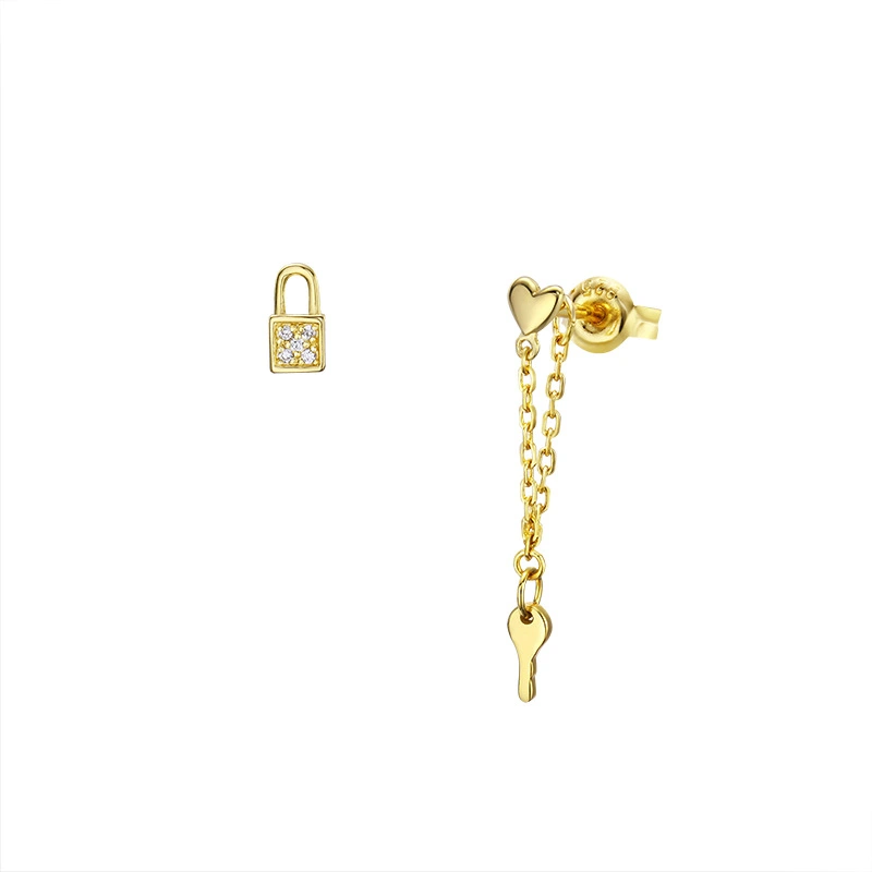 Lock asymmetric earrings