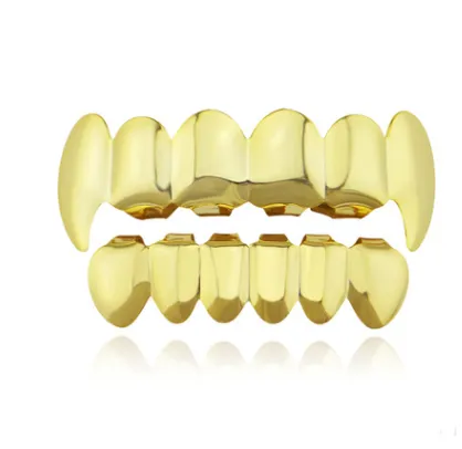 Gold-plated teeth hip-hop braces Glossy gold braces singer hipsters braces Halloween