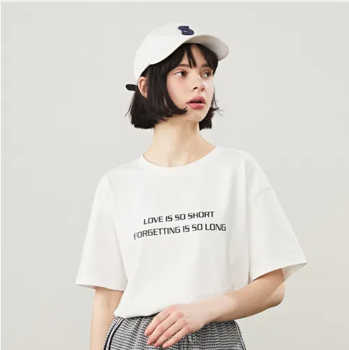 Sleeve print round neck short sleeve