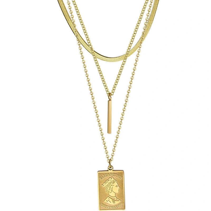 Rectangular Queen Queen Multilayer Necklace