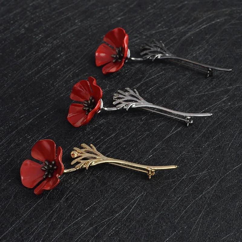 Red flower brooch