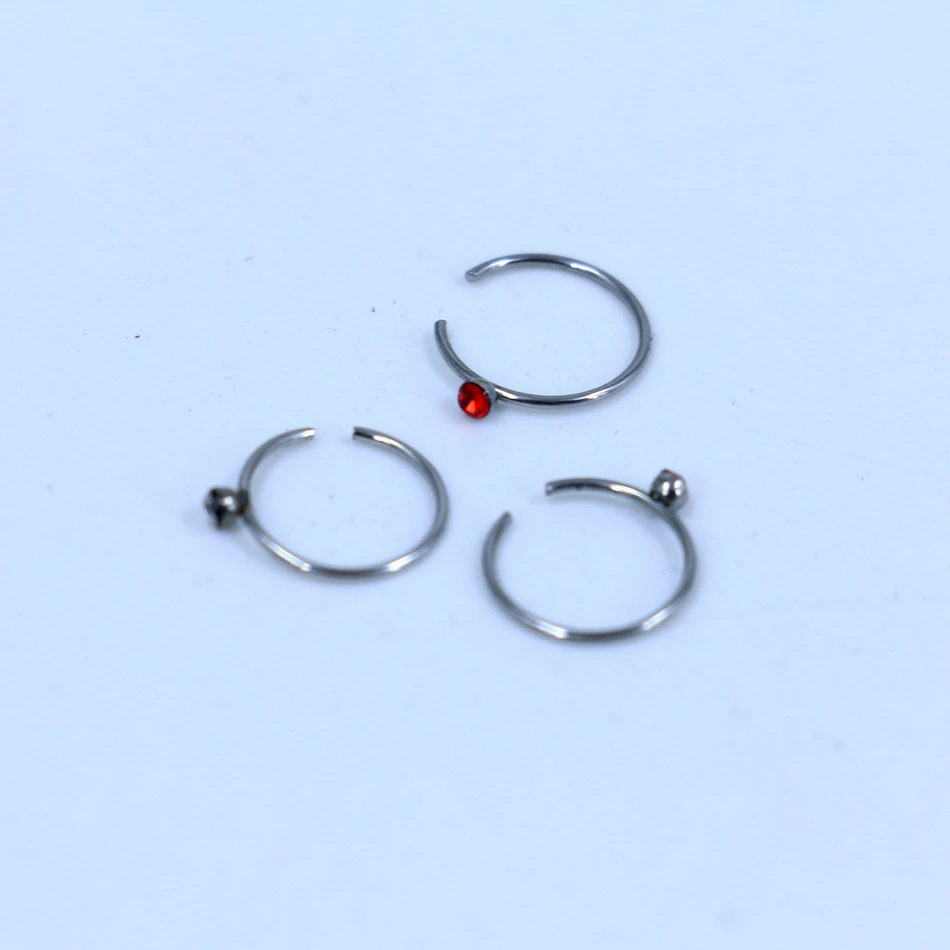 European and American popular 40 boxed anti allergic medical stainless steel nose nail with diamond nose ring body piercing jewelry wholesale