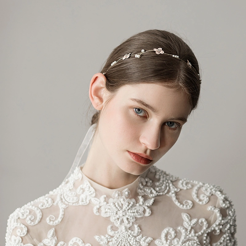 Simple Beaded Flower Bridal Headband Headdress