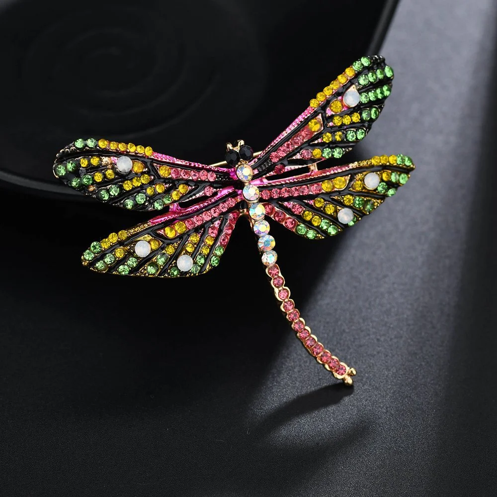 Multicolor oil drop color dragonfly brooch