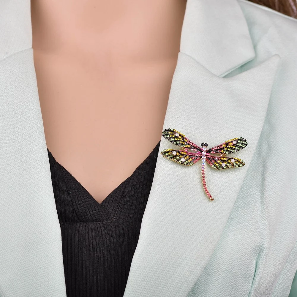 Multicolor oil drop color dragonfly brooch