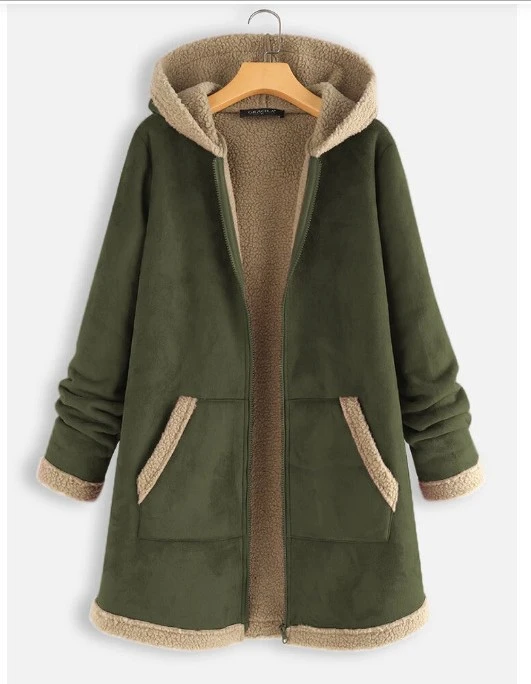 Suede padded and fleece hooded printed jacket