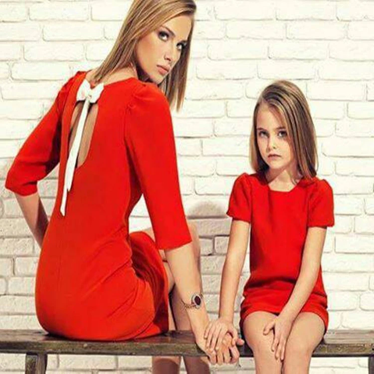 Bow short-sleeved t-shirt parent-child wear