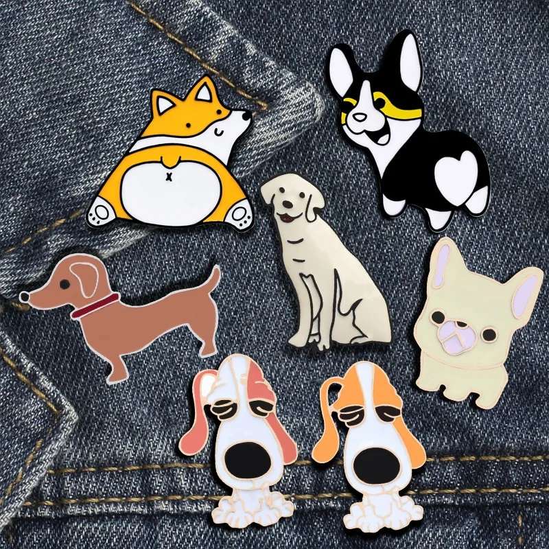 Cartoon cute dog brooch