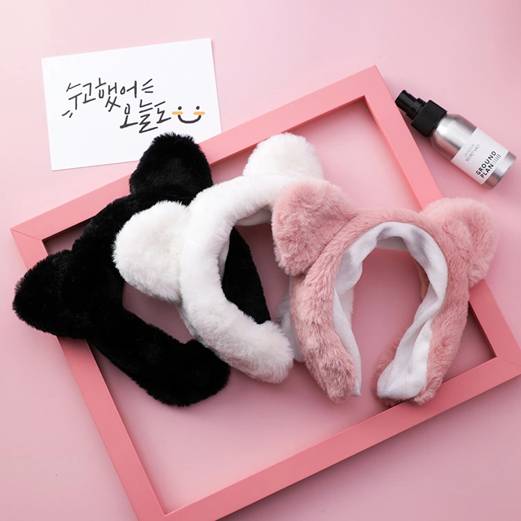 Korean hair accessories wide-brimmed cute plush panda ear headband hairpin