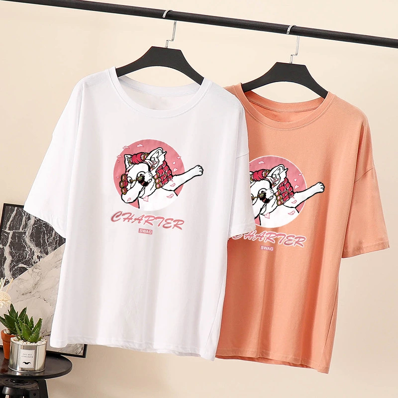 Summer and autumn new loose college wind short-sleeved animal t-shirt women's clothing