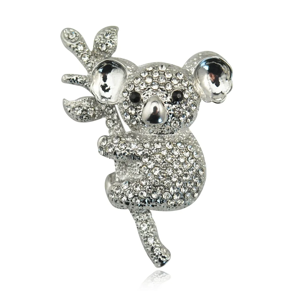 Cute Crystal Rhinestone Koala Bear Brooch Pin