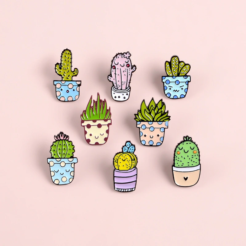 Creative all-match cactus alloy drip brooch