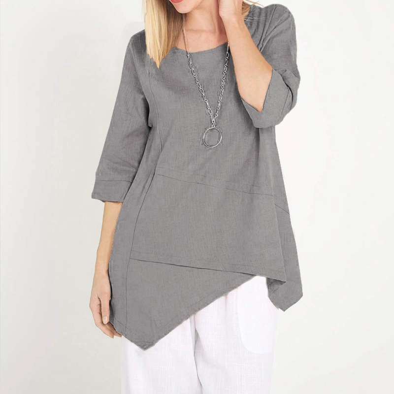 Cotton and linen sleeve t-shirt
