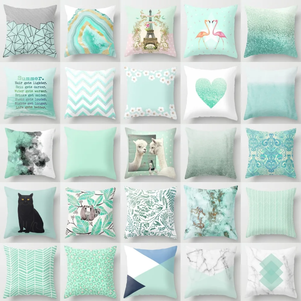 Mint Green Peach Skin Pillowcase Cushion Cushion Pillowcase