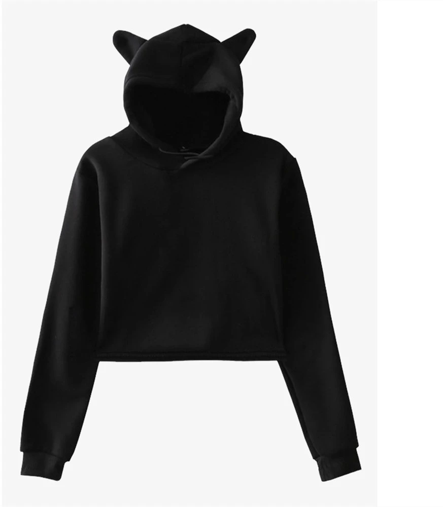 Blank hooded sweater with bare cat ears