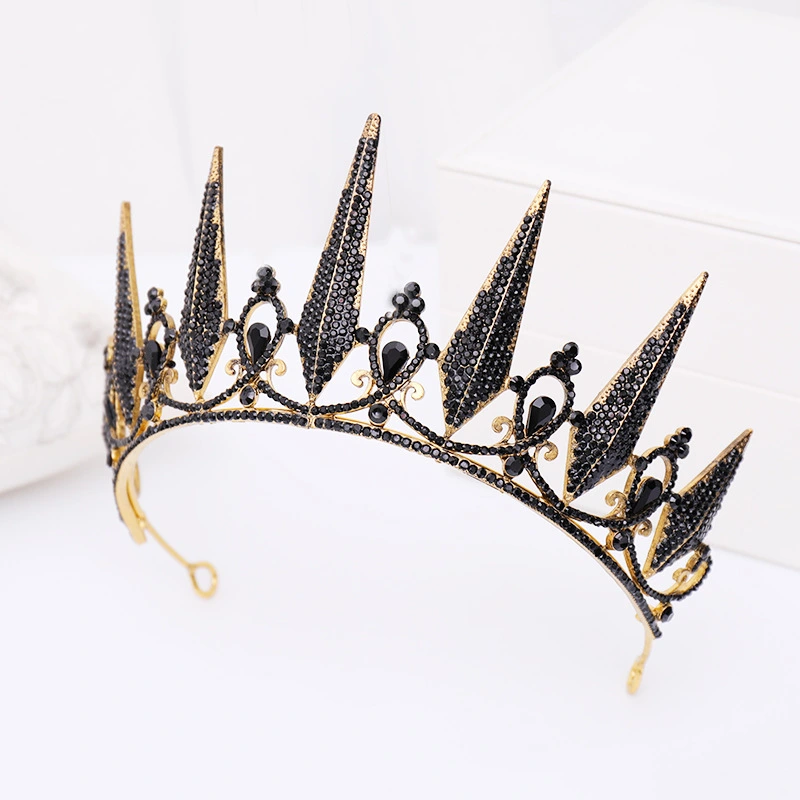 Baroque black bridal crown headband