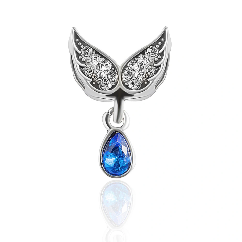 Sterling Silver Bracelet Accessories Wings Blue Drop-Shaped Loose Beads