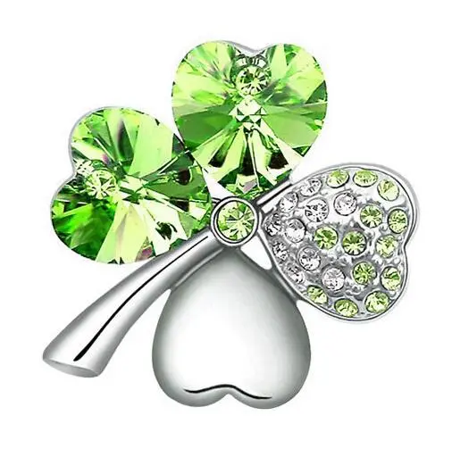 Sweet four-leaf clover diamond brooch