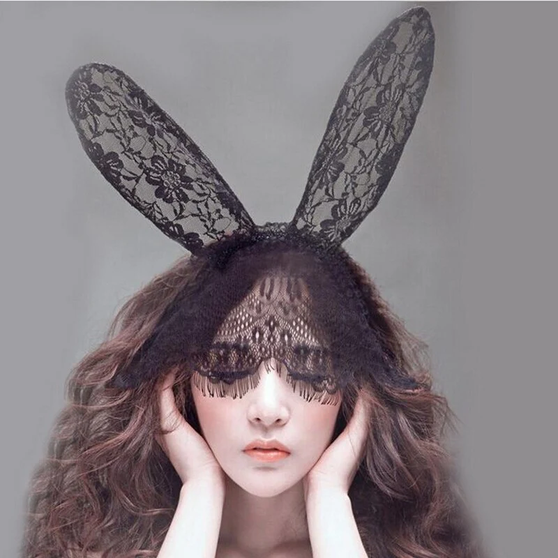 Lace bunny ears headdress