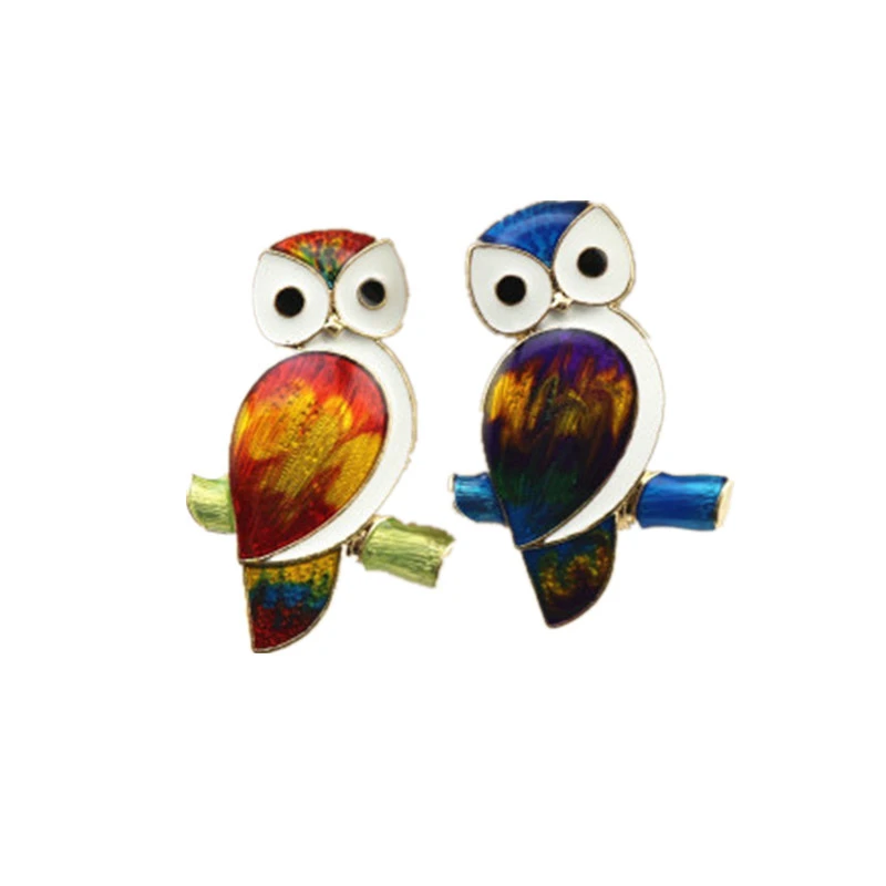 Temperament drip glaze owl brooch