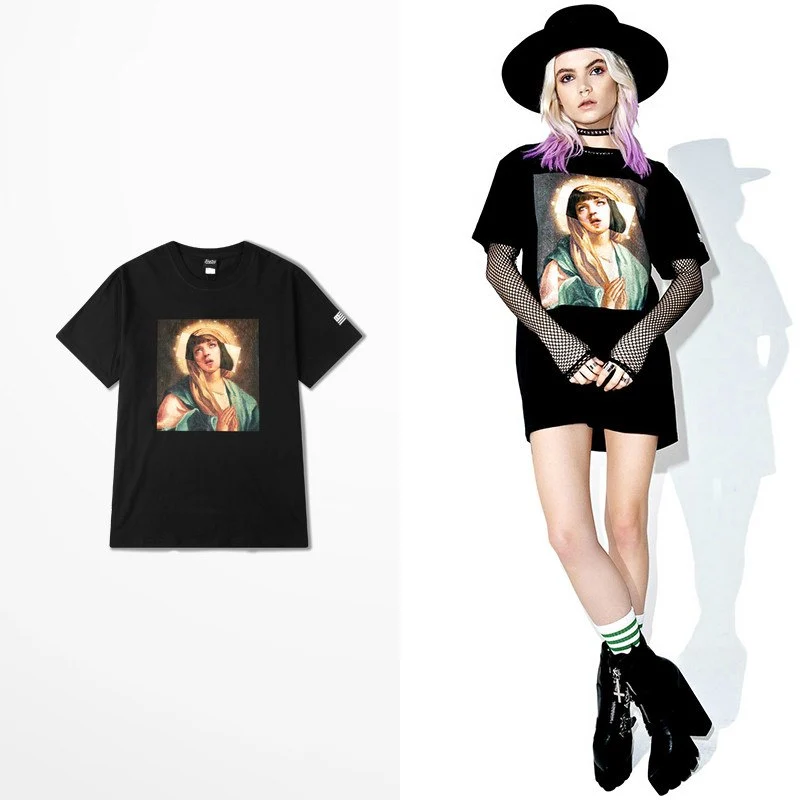 Funny Virgin Mary Mixed Pulp Fiction Tee 2021 Summer Breathable Cotton T-shirts June New Fashion Hip Hop Tee Shirt Homme Spartak
