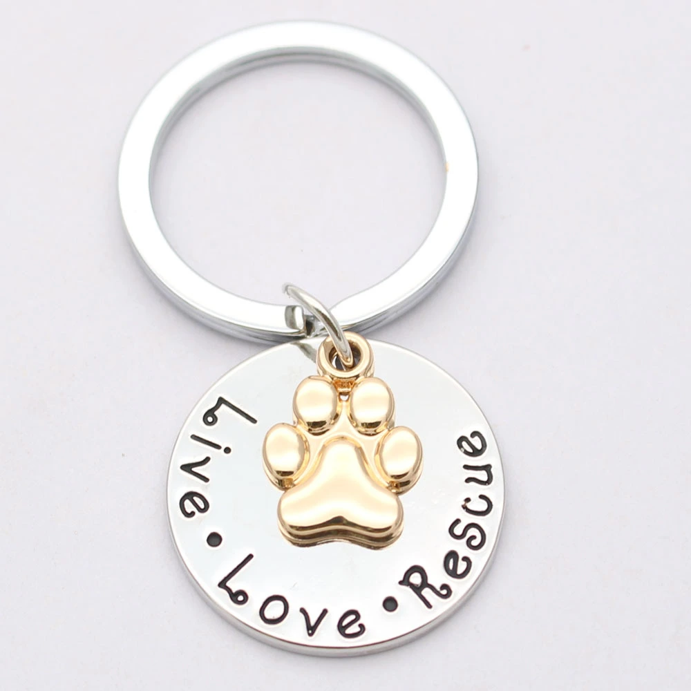 Pet Lover Dog Paw Necklace "Live · Love · Rescue"