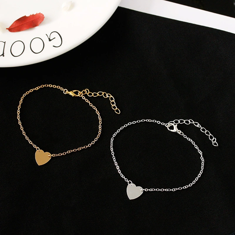 Simple love heart heart bracelet anklet
