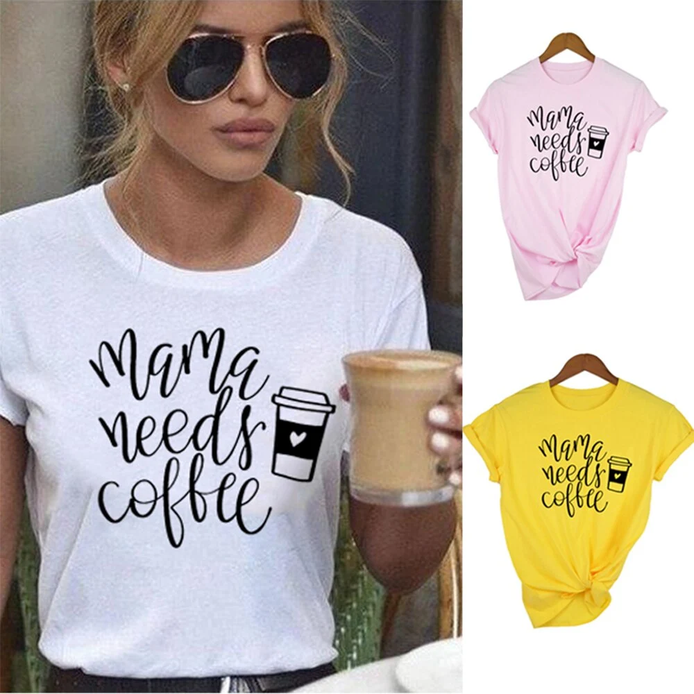 mama needs coffee printed short sleeve