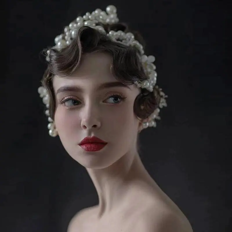 Bride fashion handmade big pearl headband