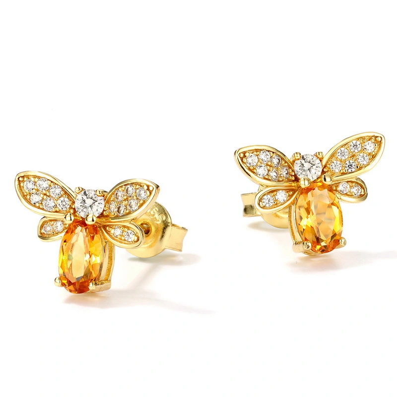 Little bee sterling silver gold-plated earrings