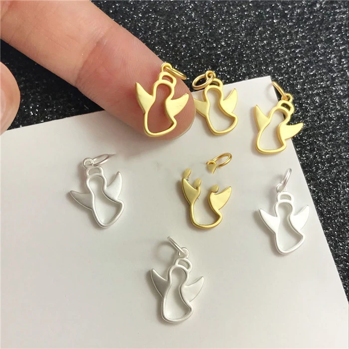 Sandblasted 18K Gold Angel Pendant