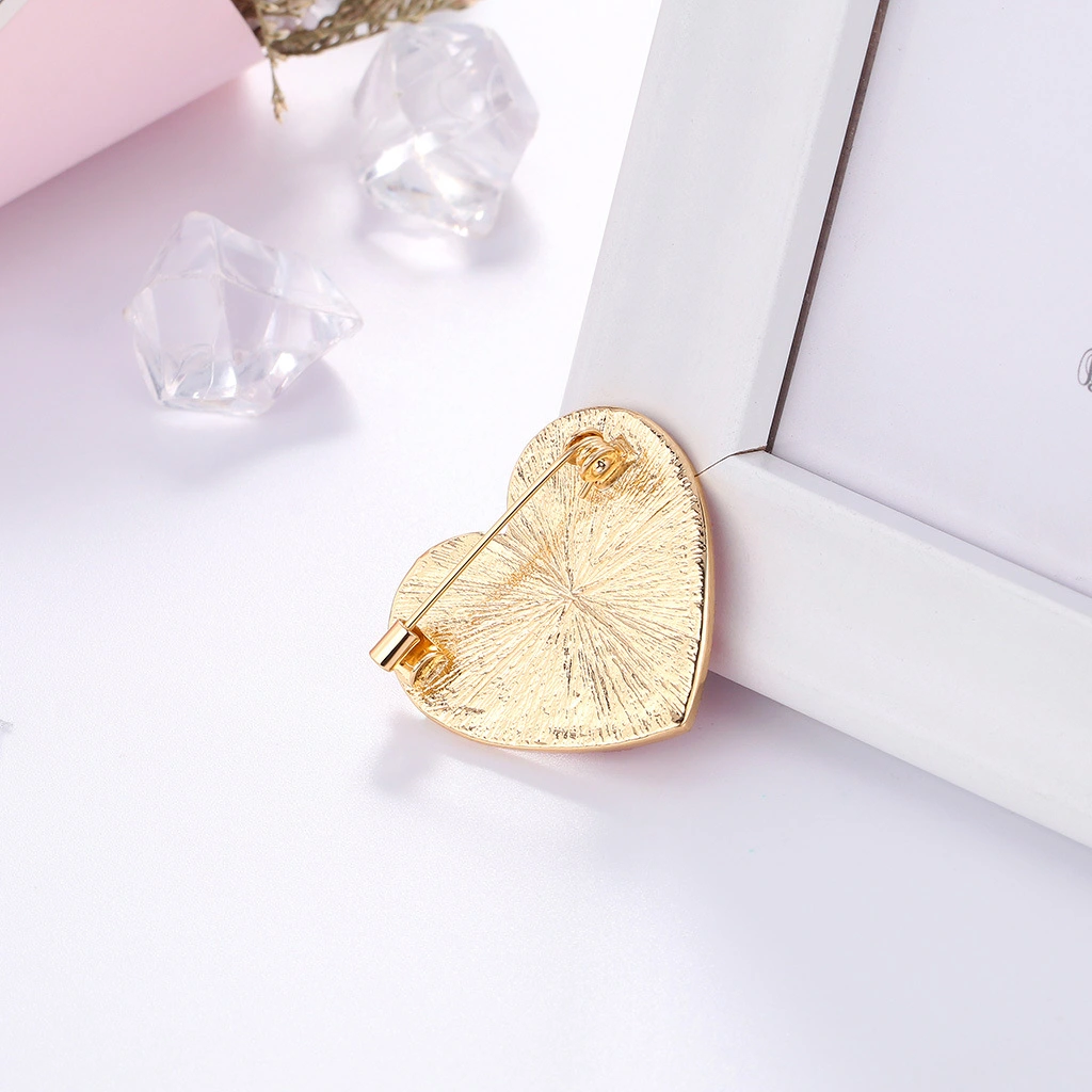 Personality alloy dripping oil electrocardiogram love heart corsage pin