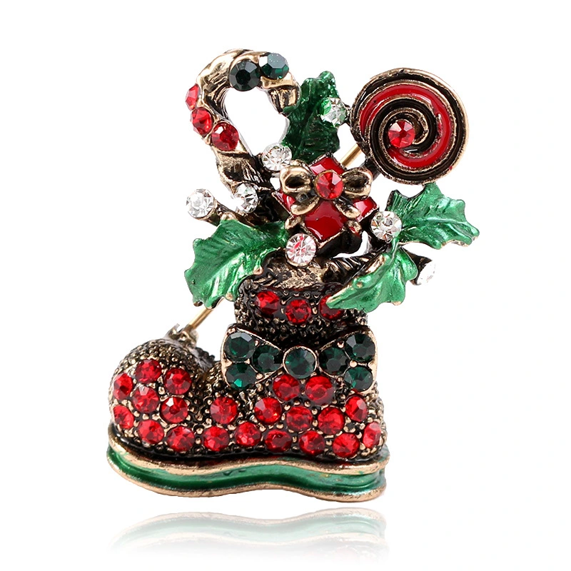 Creative cute cartoon popular Christmas shoe brooch