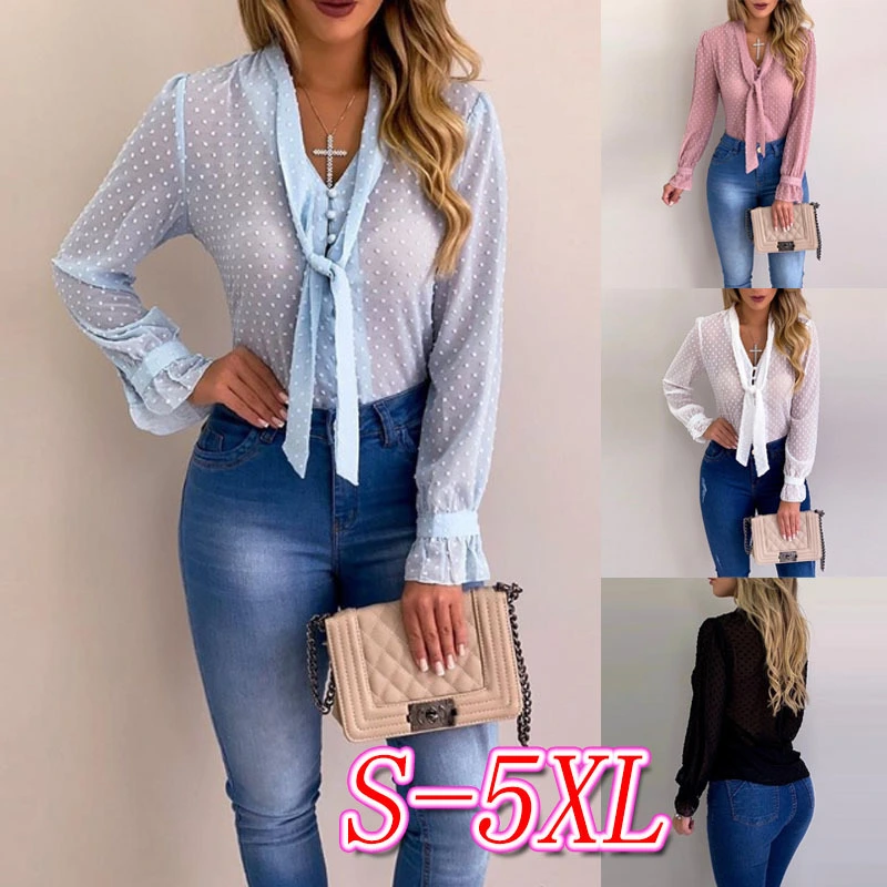 Button-tie long-sleeved top