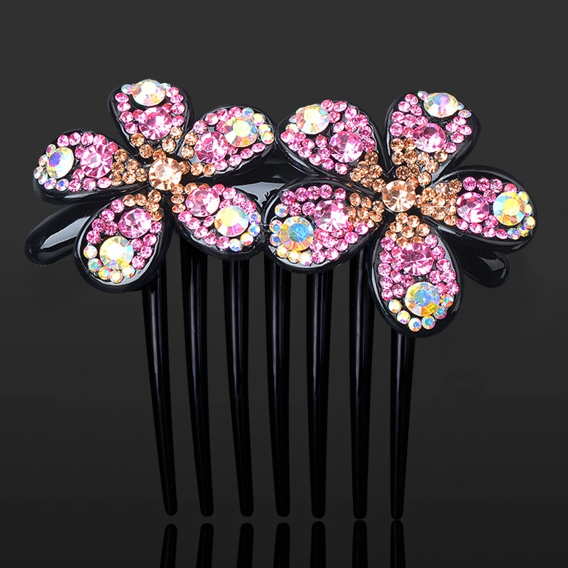 Hair accessories diamond and flower comb